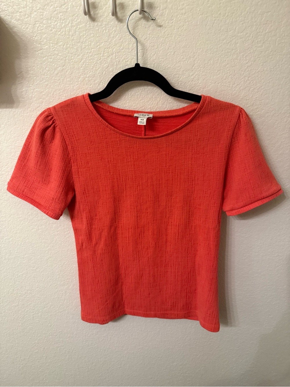J. Crew Coral Textured Short Sleeve Top cotton